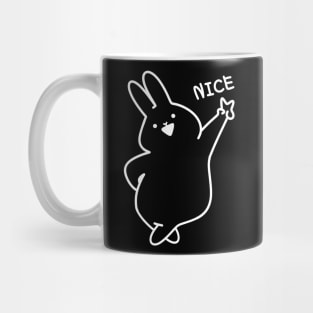 Cute Bunny with Peace Fingers White | Cute Gift Ideas | Handmade Illustrations by Atelier Serakara Mug